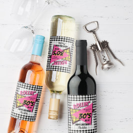 90歳の誕生日を迎え千鳥格子のる ワインラベル