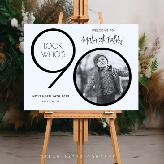 90歳の誕生日ウェルカムサイン モダンな写真入り ポスター