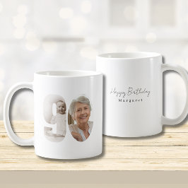90歳の誕生日オーダーメイド2枚の写真入りコーヒーマグカップ コーヒーマグカップ