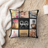 90歳の誕生日カスタム写真コラージュ女性ブラック クッション (ブランケット)