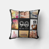 90歳の誕生日カスタム写真コラージュ女性ブラック クッション (裏面)