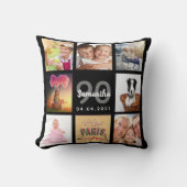 90歳の誕生日カスタム写真コラージュ女性ブラック クッション (正面)