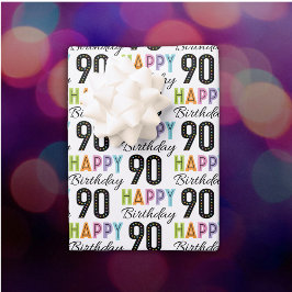 90歳の誕生日カラフルタイポグラフィー包装紙 ラッピングペーパーシート