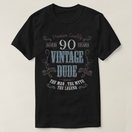 90歳の誕生日ギフトアイディアヴィンテージDude 90年 Tシャツ (デザイン正面)