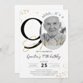 90歳の誕生日サプライズ ゴールド写真招待状 招待状 (正面/裏面)