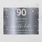 90歳の誕生日シルバーグリッターは日付を保存 ポストカード (正面)