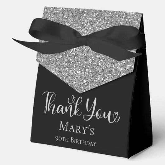 90歳の誕生日シルバーグリッター感謝 フェイバーボックス (正面)