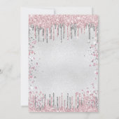 90歳の誕生日シルバーピンクのグリッターダスト 招待状 (裏面)