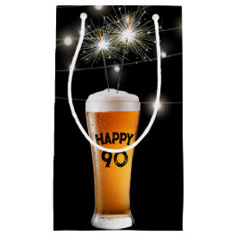 90歳の誕生日スパークラーが入ったビール スモールペーパーバッグ