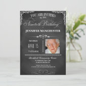 90歳の誕生日チョークボードタイポグラフィーパーティー招待状 招待状 (スタンド正面)