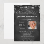 90歳の誕生日チョークボードタイポグラフィーパーティー招待状 招待状 (正面/裏面)
