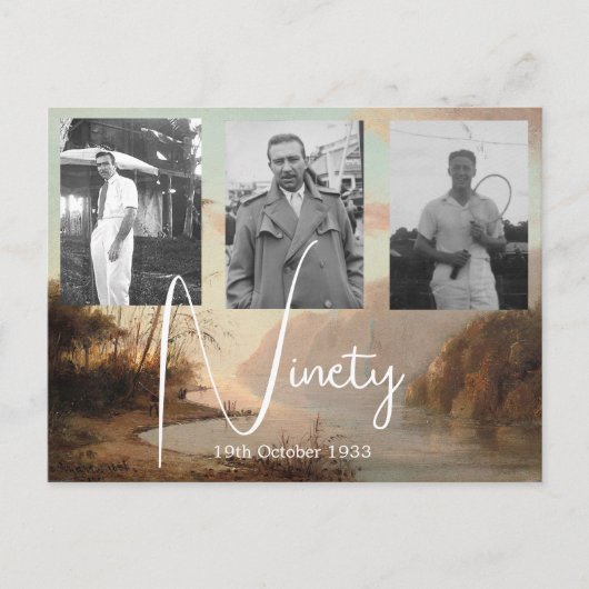 90歳の誕生日トロピカル写真招待状 ポストカード (正面)