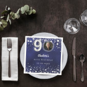 90歳の誕生日ネイビー・ブルー・シルバー・スターズの写真 スタンダードカクテルナプキン