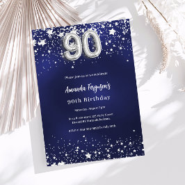 90歳の誕生日ネイビー・ブルー・シルバー・スターズ 招待状