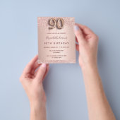 90歳の誕生日バラ金ゴールドグリッター予算 チラシ (手)