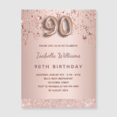 90歳の誕生日バラ金ゴールドスター招待磁石 (正面)