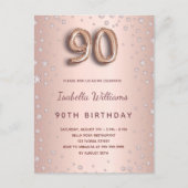 90歳の誕生日バラ金ゴールドディアモンバルーンスクリプト ポストカード (正面)