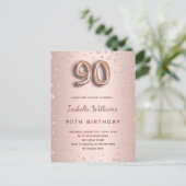 90歳の誕生日バラ金ゴールドディアモンバルーンスクリプト ポストカード (スタンド正面)