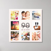 90歳の誕生日バラ金ゴールド名photo collage キャンバスプリント (正面)