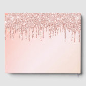 90歳の誕生日バラ金ゴールド幾何学的グリッタードリップ ゲストブック (裏面)