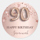 90歳の誕生日バラ金ゴールド赤面星名 ラウンドシール (正面)