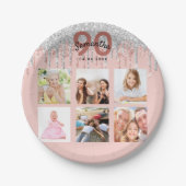 90歳の誕生日バラ金ゴールド銀写真 ペーパープレート (正面)