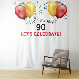 90歳の誕生日バルーンバックドロップ、写真小道具 タペストリー