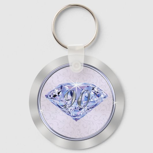 90歳の誕生日パーティーが彼女パーソナライズされたに好意を キーホルダー (裏面)