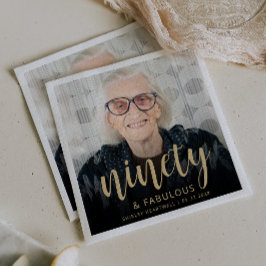 90歳の誕生日パーティーの写真スクリプト 90歳は素晴らしい スタンダードカクテルナプキン