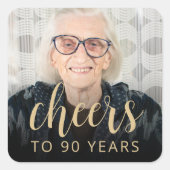 90歳の誕生日パーティーの写真 乾杯 スクエアシール (正面)