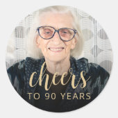 90歳の誕生日パーティーの写真 乾杯 ラウンドシール (正面)