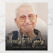 90歳の誕生日パーティーの写真 乾杯 ワインラベル (シングルラベル)