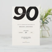 90歳の誕生日パーティーの招待状 - シンプルなデザイン 招待状 (スタンド正面)