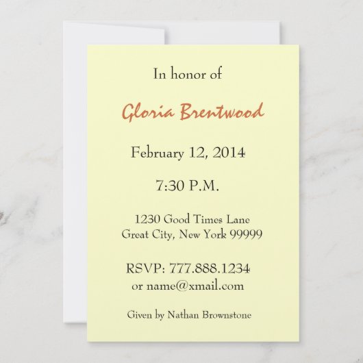 90歳の誕生日パーティーの招待金ゴールドひまわり 招待状 (裏面)