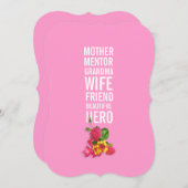 90歳の誕生日パーティーの招待-母さんは英雄 招待状 (正面/裏面)