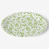 90歳の誕生日パーティーの番号パターン緑と白 ペーパープレート (アングル)