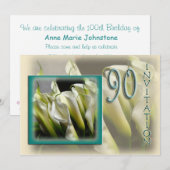90歳の誕生日パーティーへの招待-ホワイトカラス 招待状 (正面/裏面)