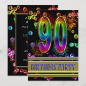 90歳の誕生日パーティーへの招待 招待状 (正面/裏面)