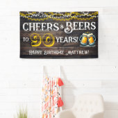 90歳の誕生日パーティーバナー Cheers and Beers 横断幕 (インサイチュ)