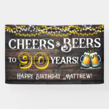 90歳の誕生日パーティーバナー Cheers and Beers