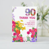 90歳の誕生日パーティーフローラブーケサンキューカード サンキューカード (スタンド正面)