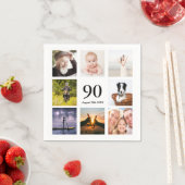 90歳の誕生日パーティー写真コラージュの男たち スタンダードカクテルナプキン (インサイチュ)