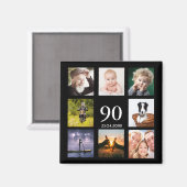 90歳の誕生日パーティー写真コラージュ男ブラック マグネット (正面/裏面)