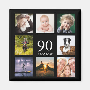 90歳の誕生日パーティー写真コラージュ男ブラック マグネット