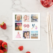 90歳の誕生日パーティー写真コラージュ スタンダードカクテルナプキン (インサイチュ)