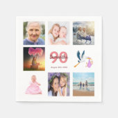 90歳の誕生日パーティー写真コラージュ スタンダードカクテルナプキン (正面)