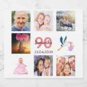 90歳の誕生日パーティー写真コラージュ スパークリングワインラベル (シングルラベル)