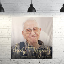 90歳の誕生日パーティー写真ゴールドスクリプト乾杯