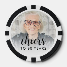 90歳の誕生日パーティー写真ブラックスクリプト乾杯 ポーカーチップ