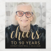 90歳の誕生日パーティー写真 チェアーズ ワインラベル (シングルラベル)